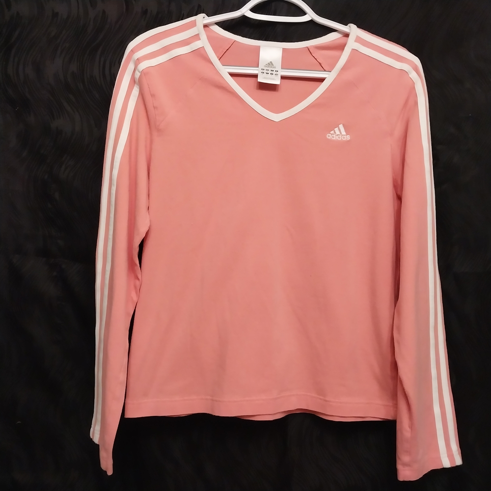 Adidas Pink Long Sleeve V-Neck Top